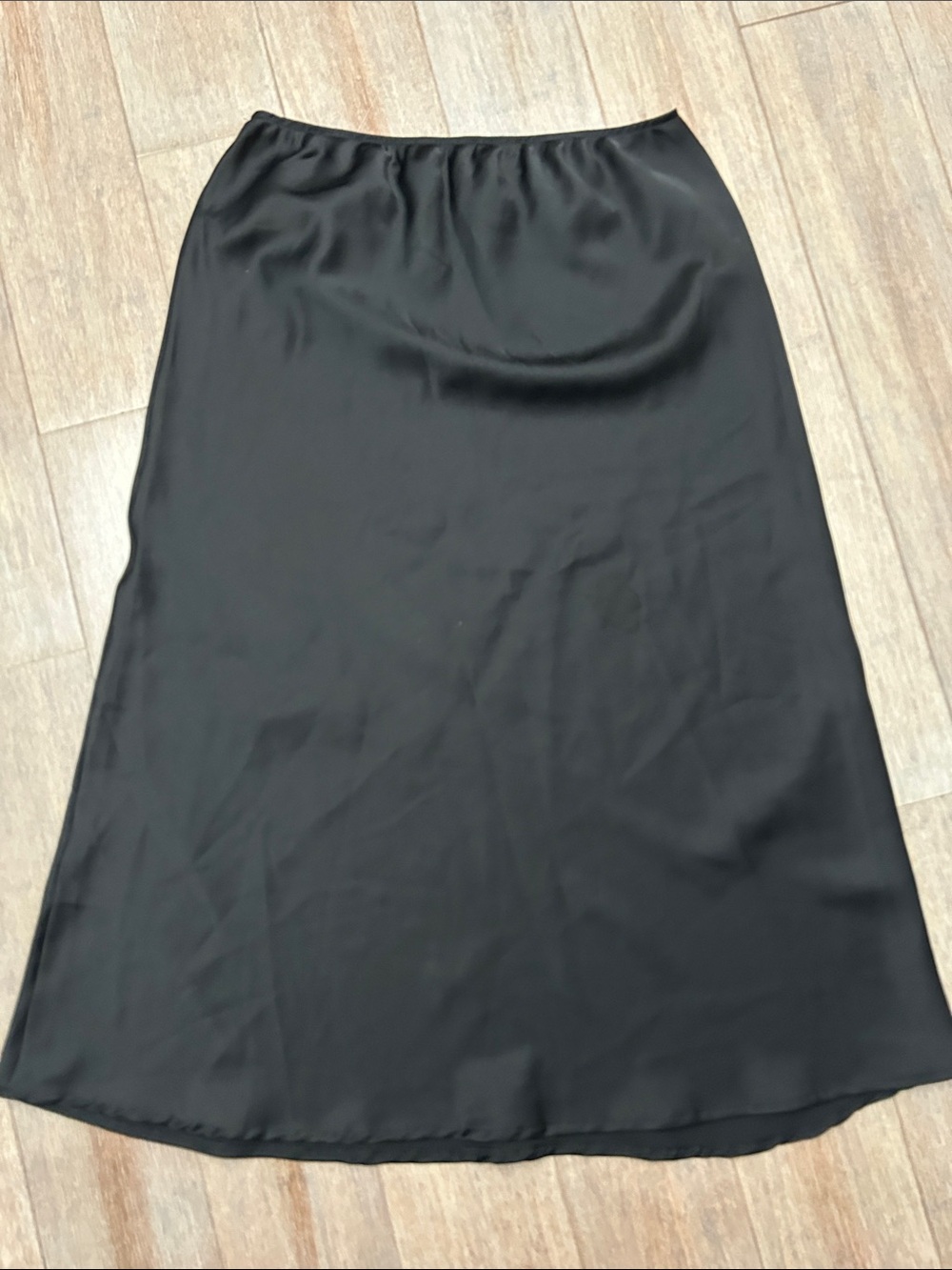 Women's Black Satin Midi Slip Skirt made in Italy